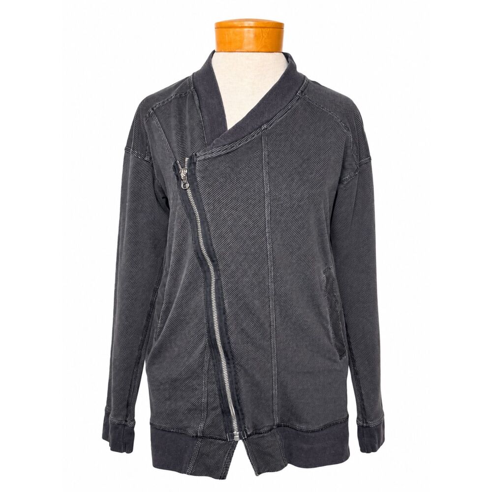 Lululemon Wrap Your Heart Jacket Gray Moto Zip Sweatshirt Women's L